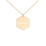 Gtoonz1221 Engraved Silver Hexagon Necklace